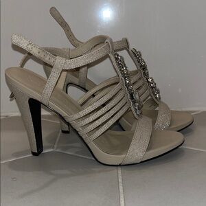 Karl Lagerfeld Tan Embellished Sandals